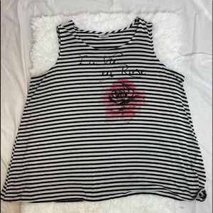 Avenue La Vie En Rose Black & White Striped Tank